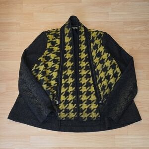 Emil Rutenberg Women's Black/Yellow Geometric Long Sleeve Jacket Size 4